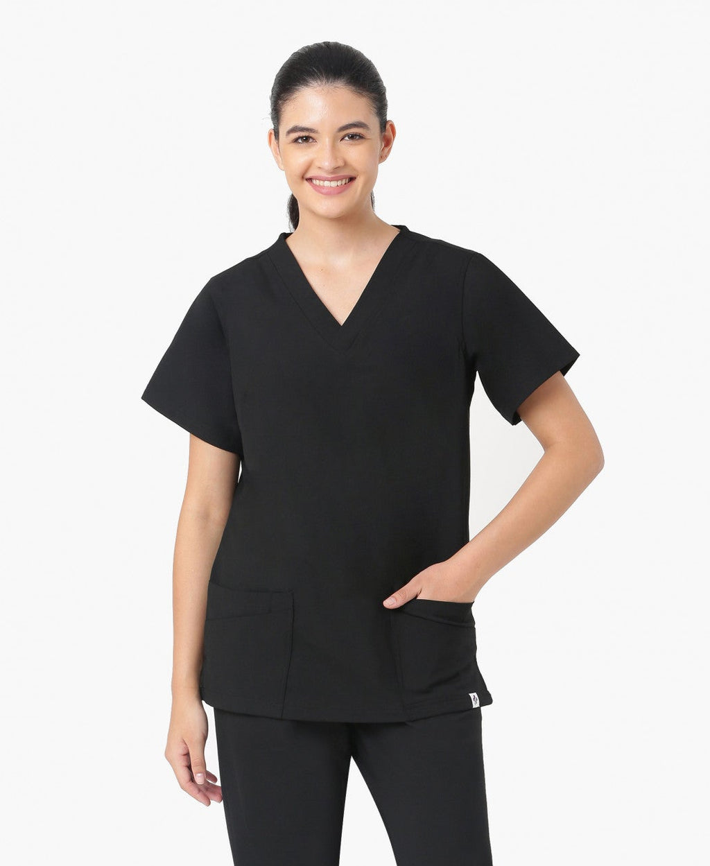 Mendi Luxe Scrub Top - Black
