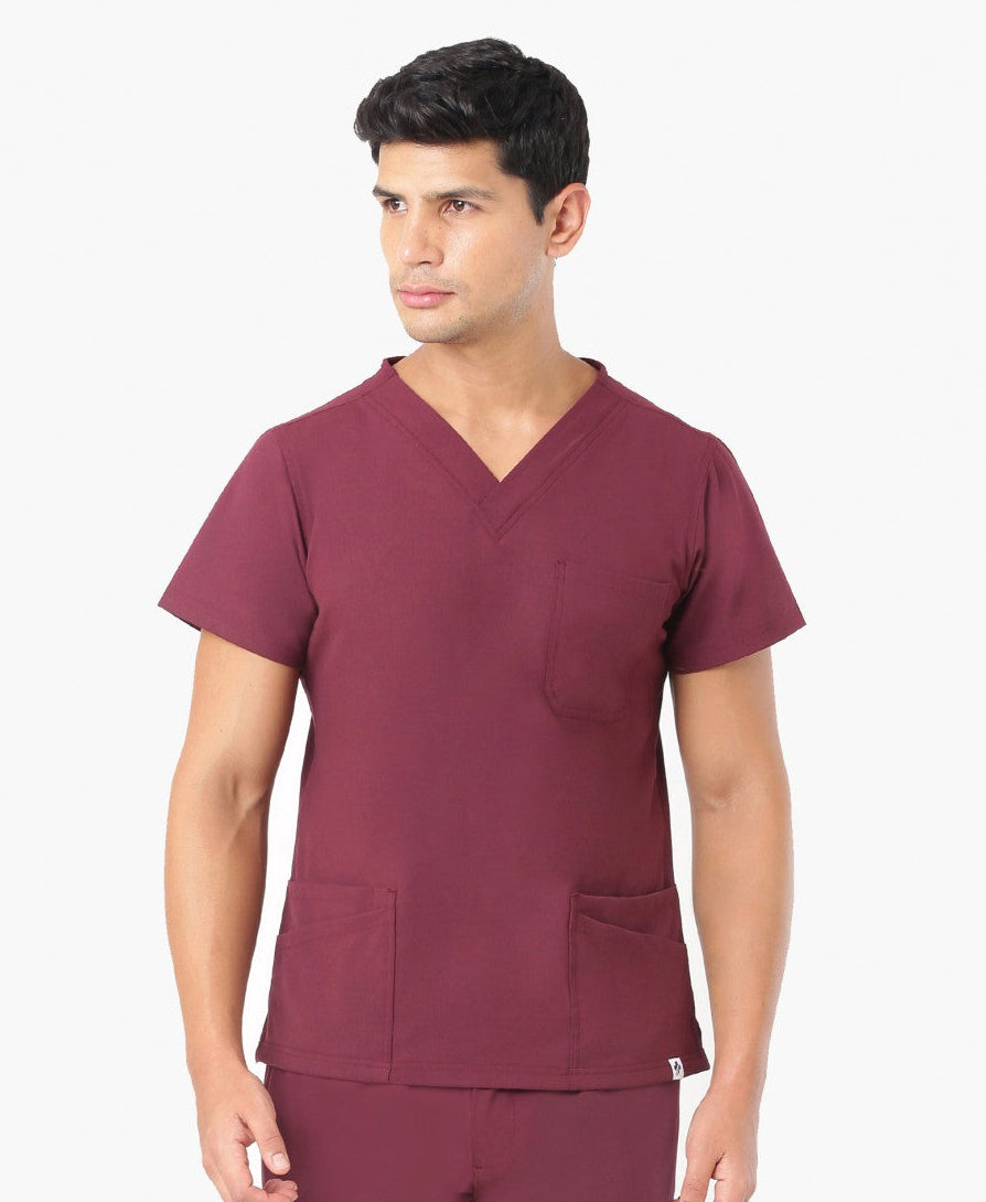 Nick Luxe Scrub Top - Burgundy