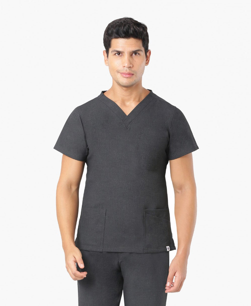 Nick Luxe Scrub Top - Heather Grey