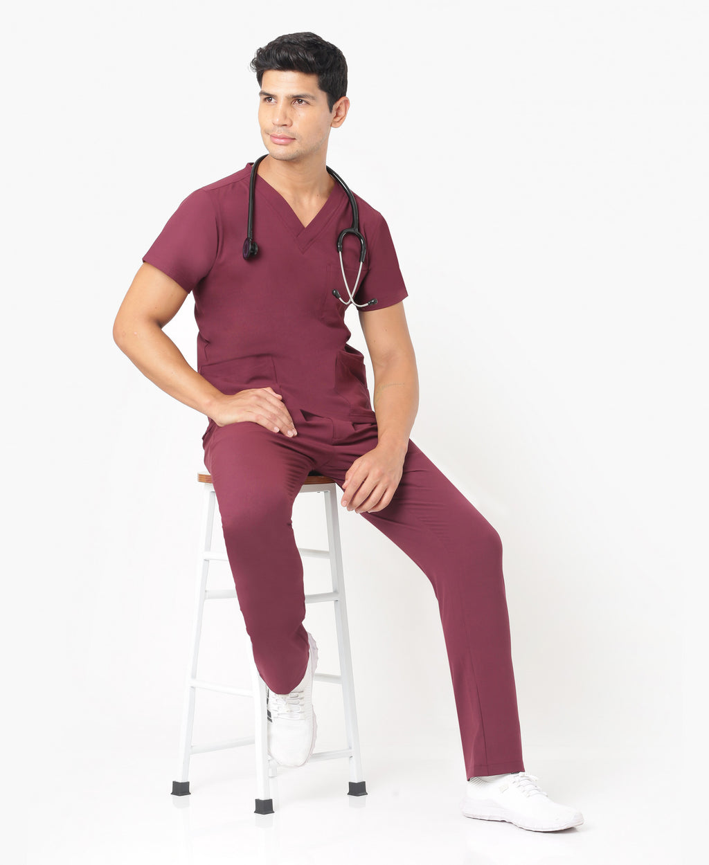Nick Luxe Scrub Pant - Burgundy