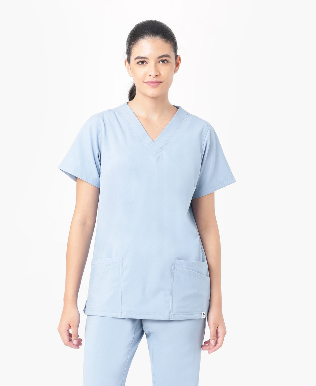 Mendi Luxe Scrub Top - Ceil Blue