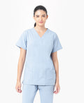 Mendi Luxe Scrub Top - Ceil Blue