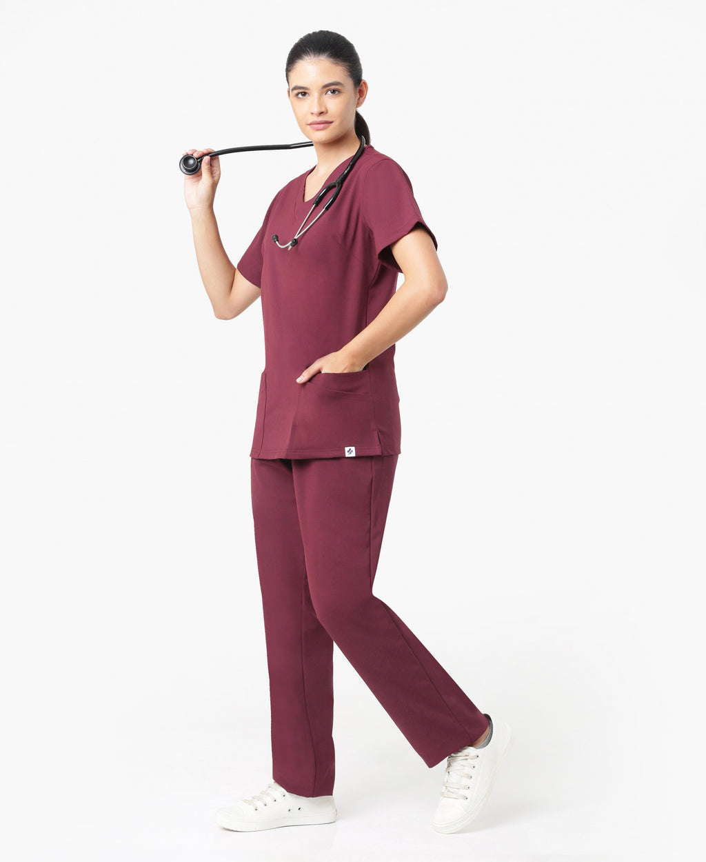 Mendi Luxe Scrub Pant - Burgundy