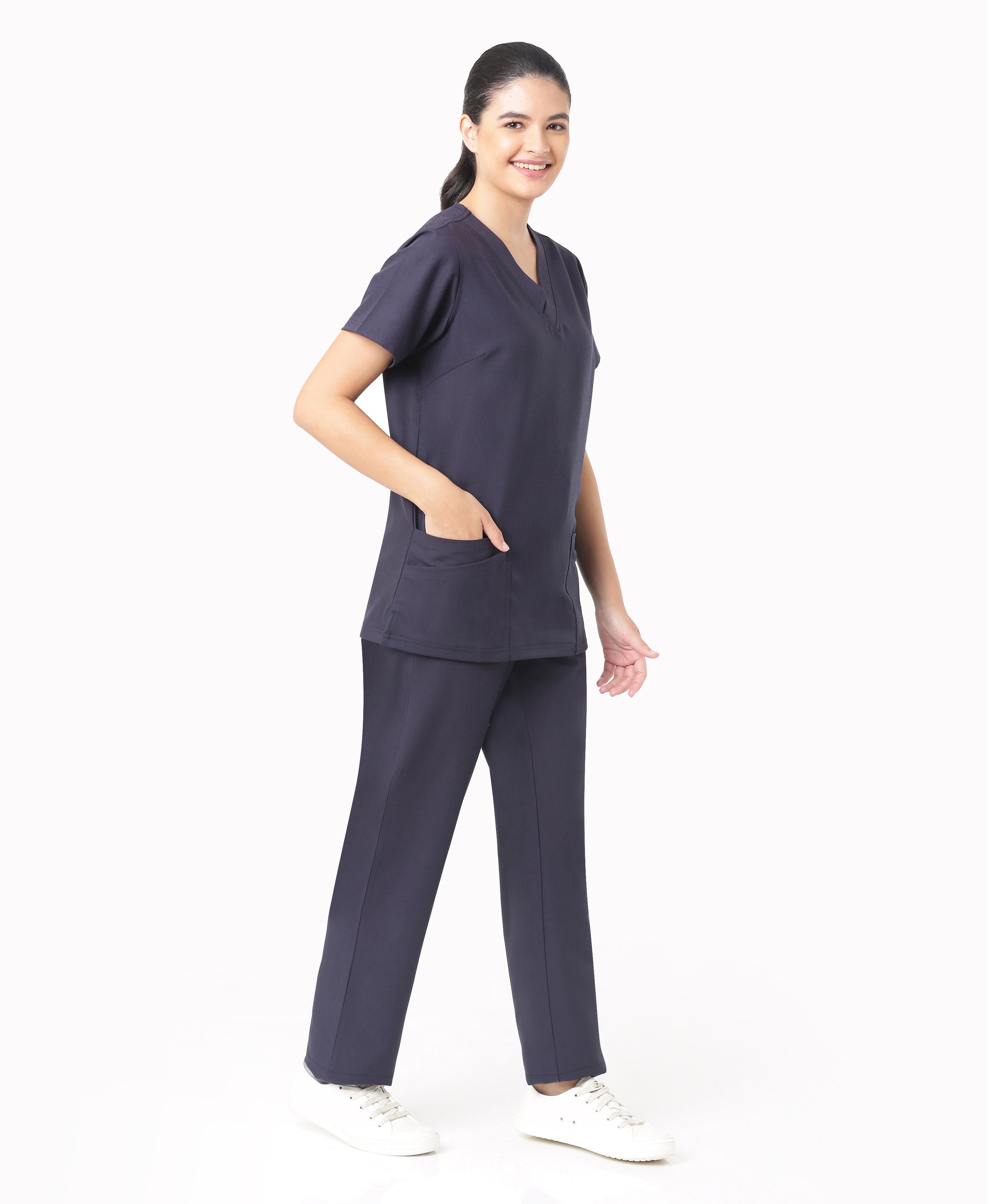 Mendi Luxe Scrub Top - Navy