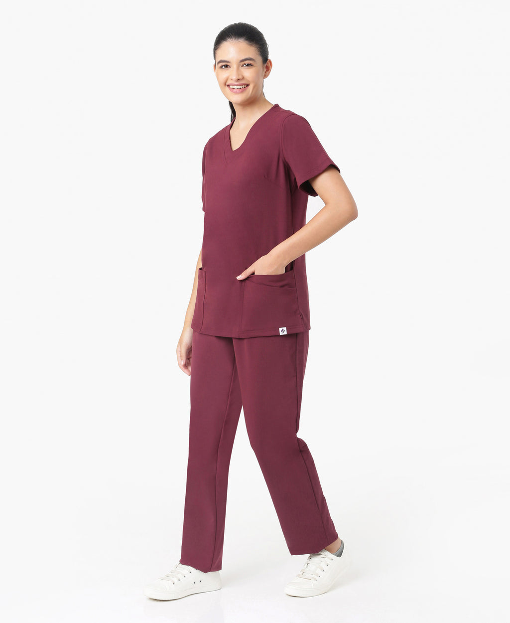 Mendi Luxe Scrub Pant - Burgundy