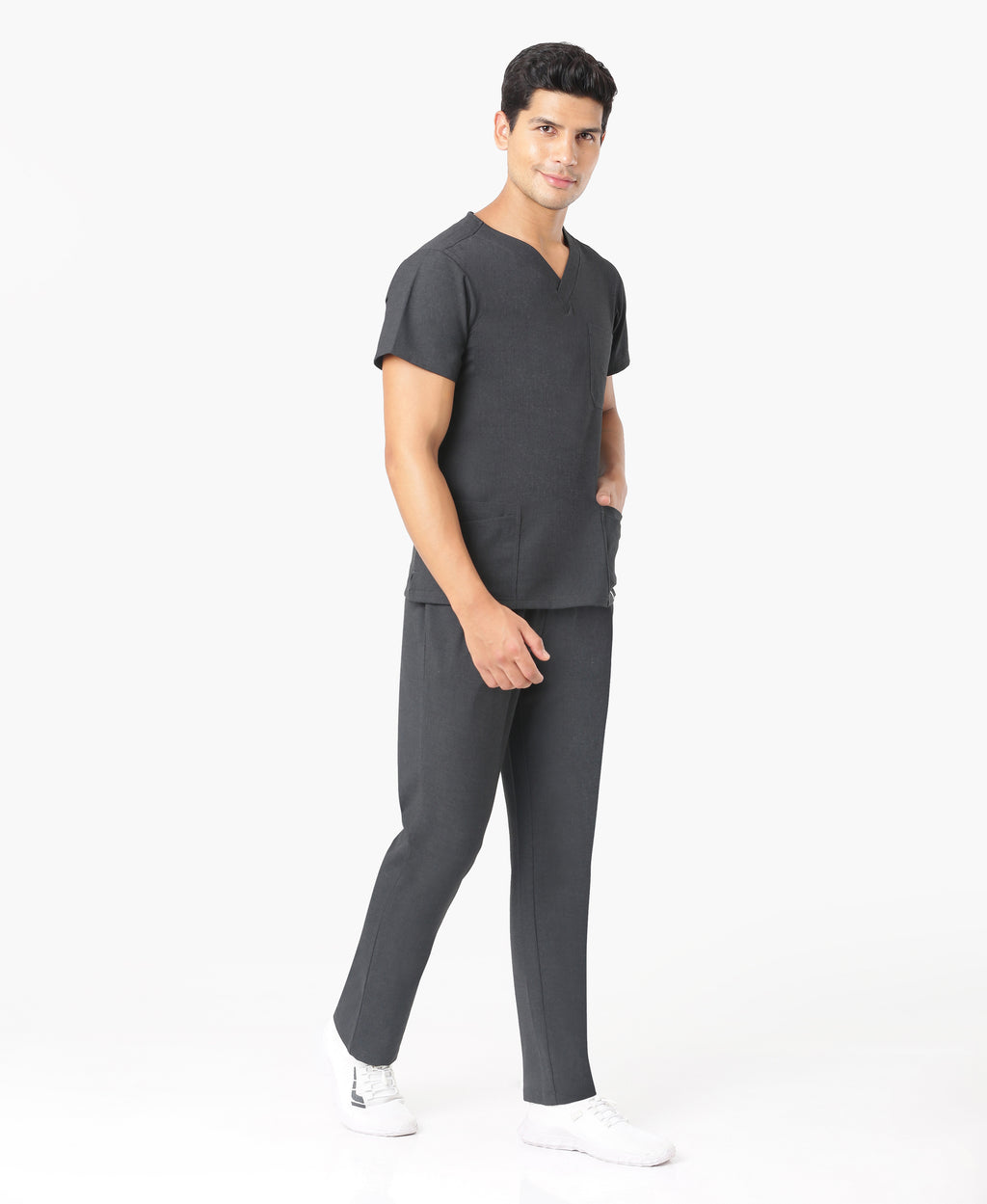 Nick Luxe Scrub Top - Heather Grey