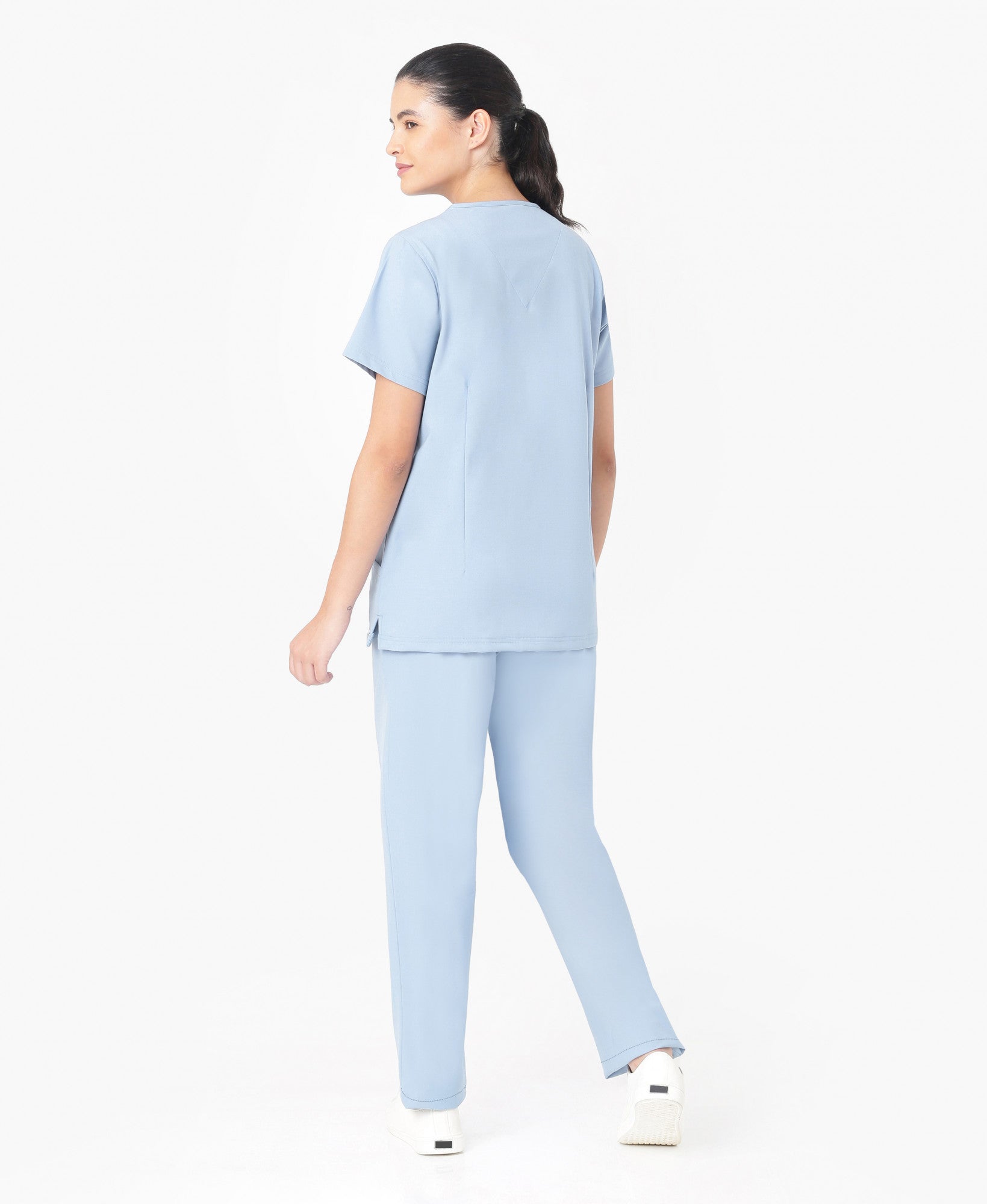 Mendi Luxe Scrub Top - Ceil Blue
