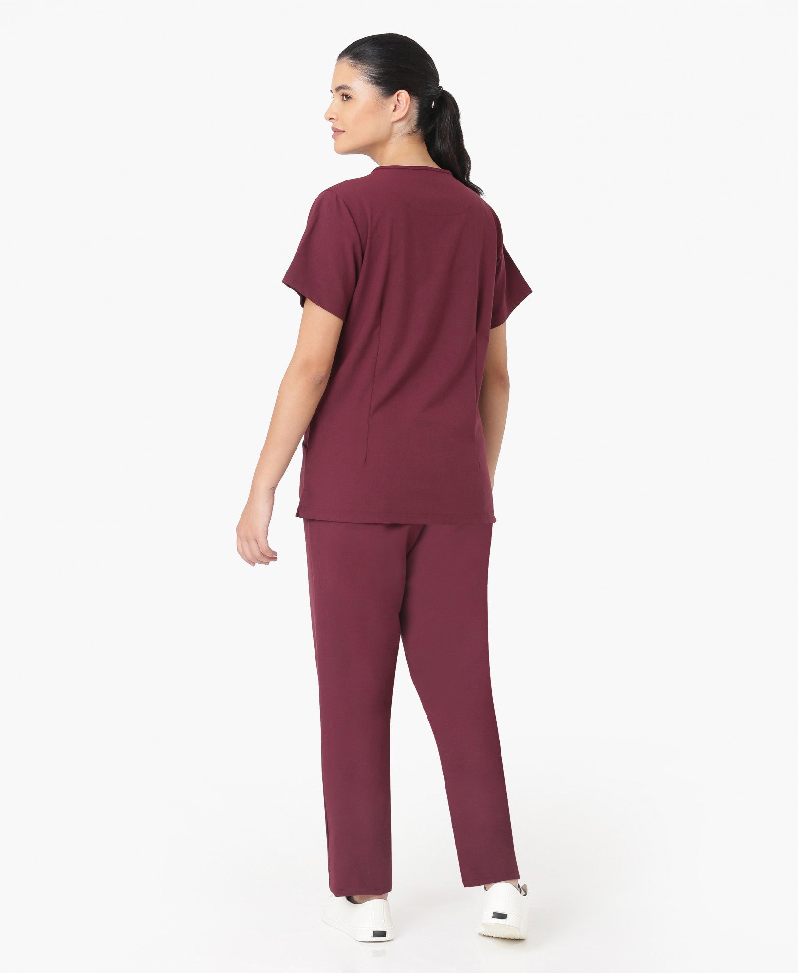 Mendi Luxe Scrub Top - Burgundy