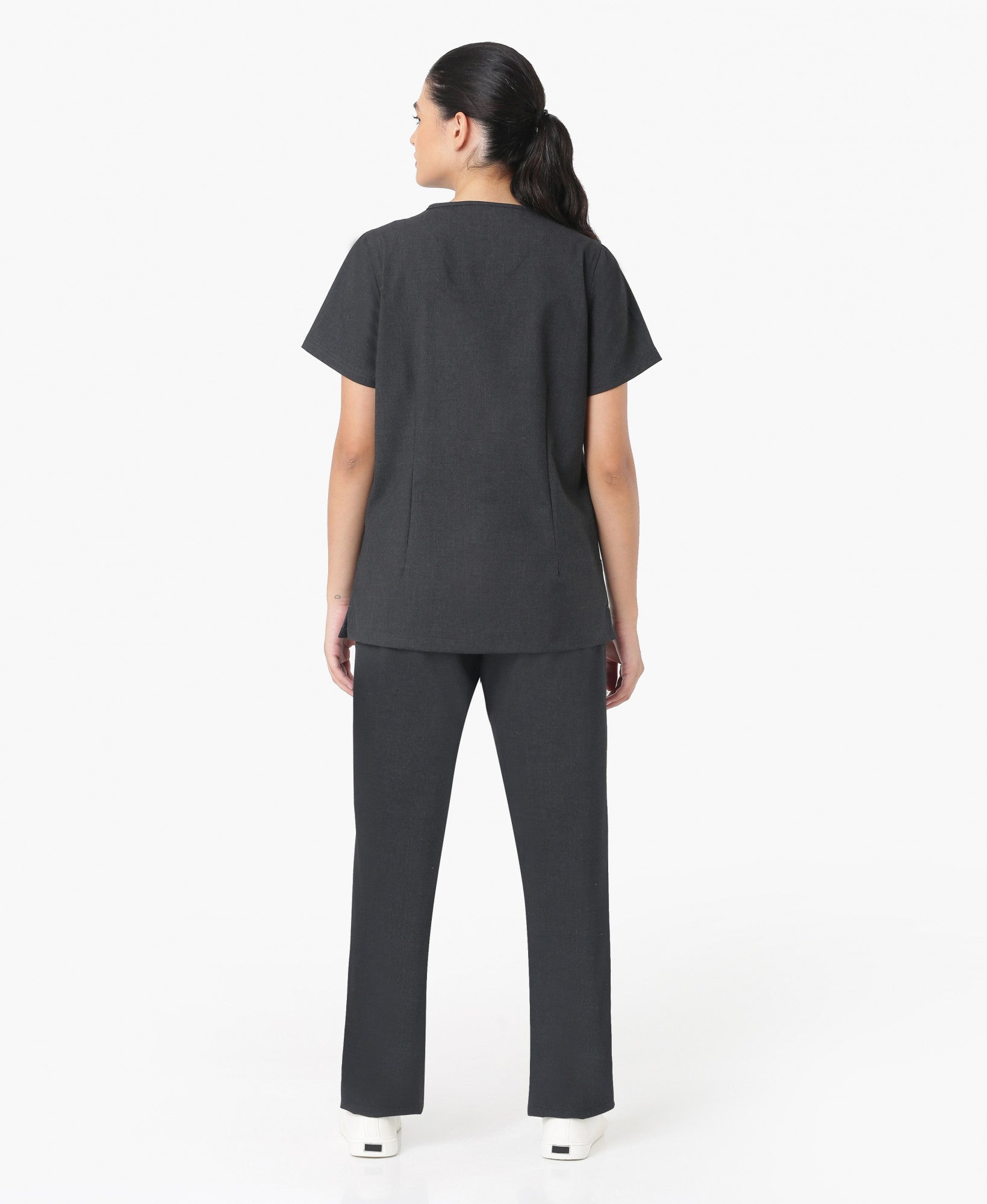 Mendi Luxe Scrub Top - Heather Grey