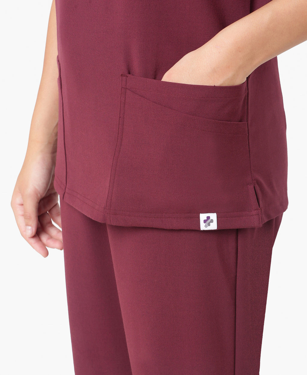Mendi Luxe Scrub Top - Burgundy