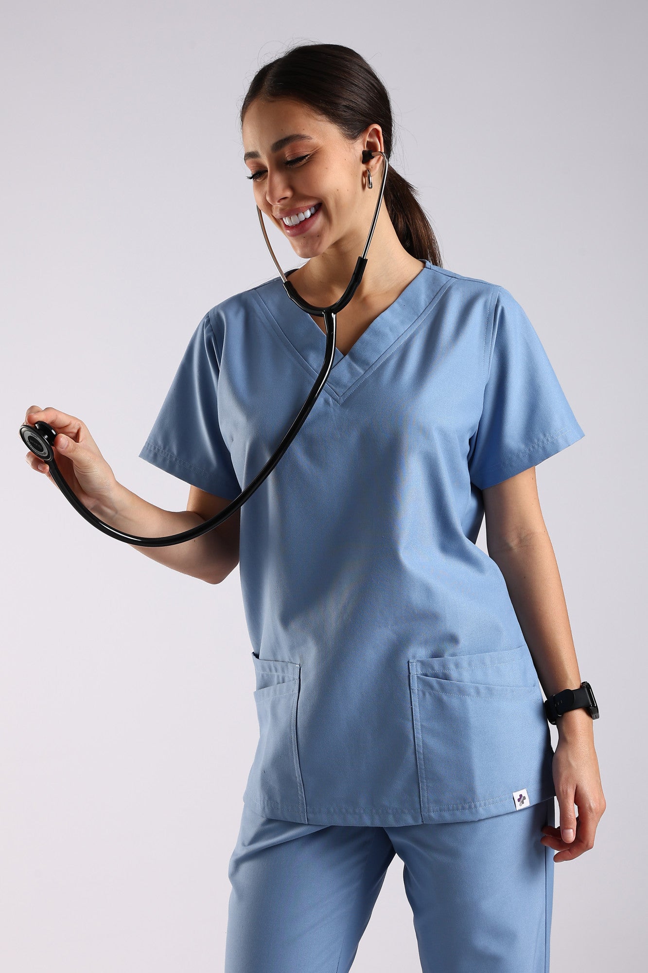 Bella Classic Scrub Top - Sky Blue