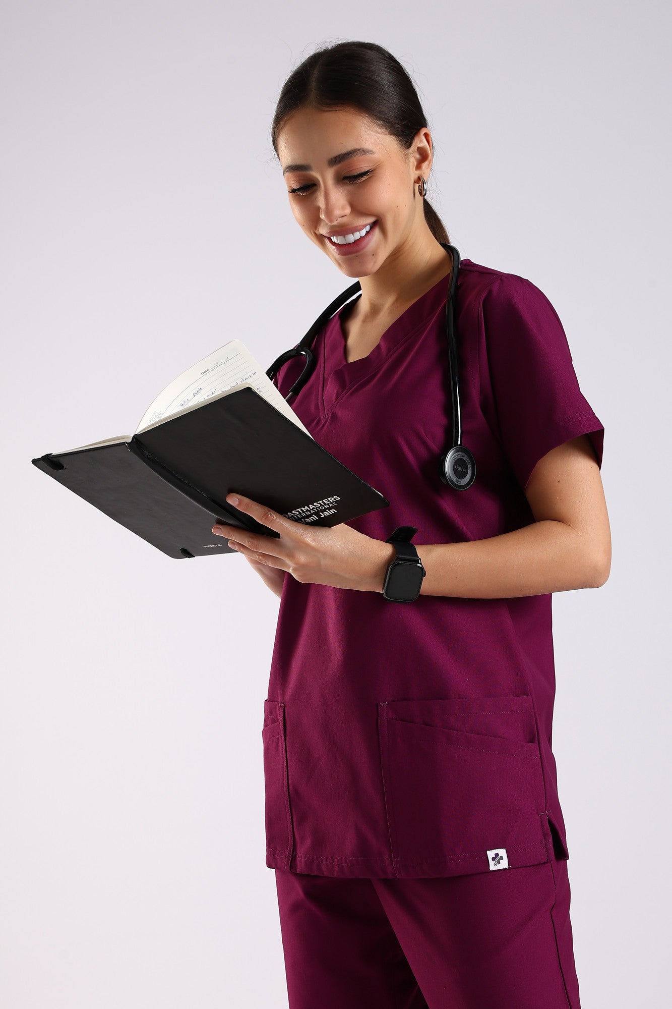 Bella Classic Scrub Top - Berry Bloom