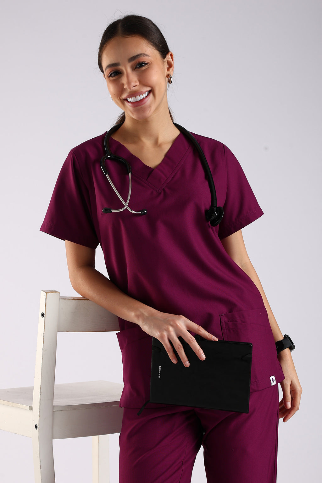 Bella Classic Scrub Top - Berry Bloom